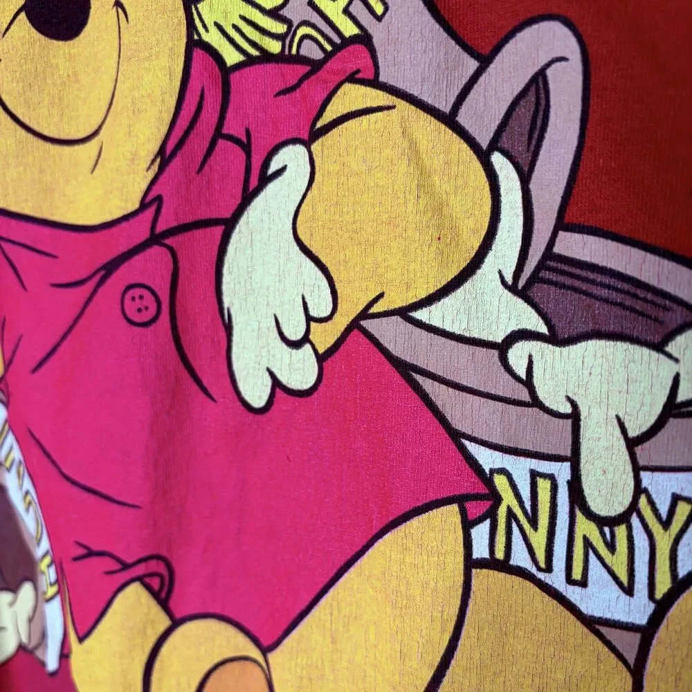 Vintage Disney Pooh Pajama Shirt PJ Top Short Sleeve Red Sweet Dream Women OS XL - Picture 3 of 10